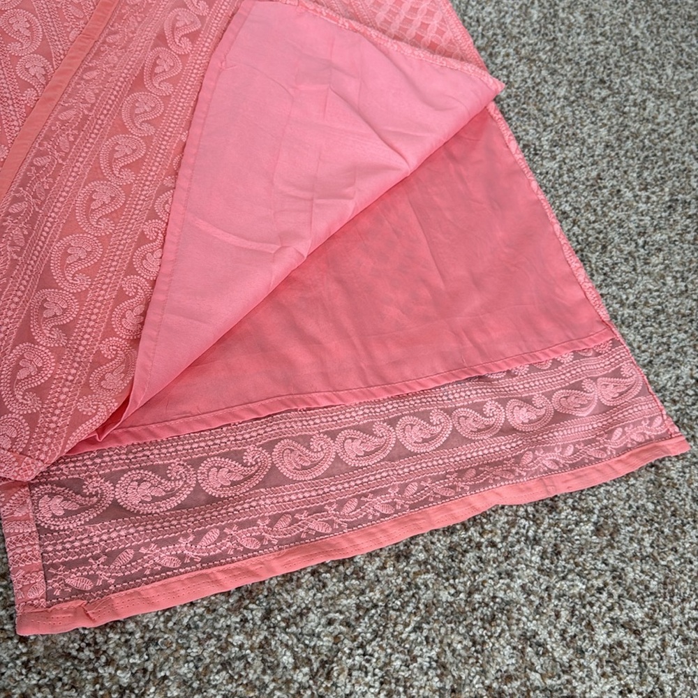 NEW Peach chikankari Long kurta Top fully Embroidered new - Picture 7 of 8